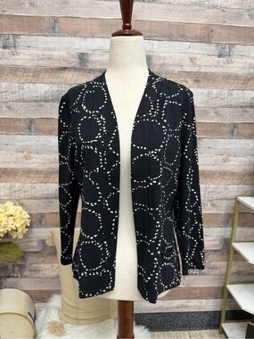 Habitat black w/ cream circles open front jacket small